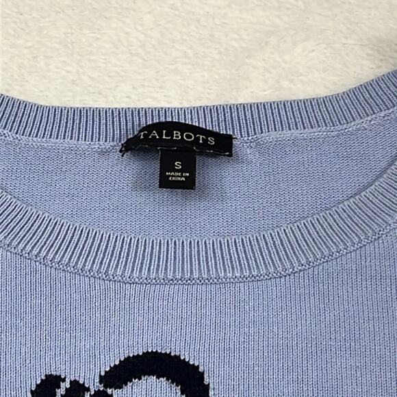Talbots Anchor Coastal Sail Boat Women's Small Blue Knit LS Sweater - Picture 7 of 10
